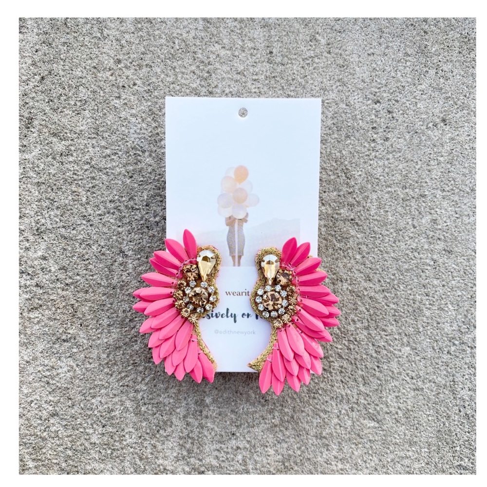 Embellished Angel Wing Statement Earrings NWT